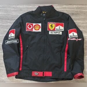 Vintage Ferrari Marlboro Shell Vodafone FedEx Racing Jacket Black Men's Size XL